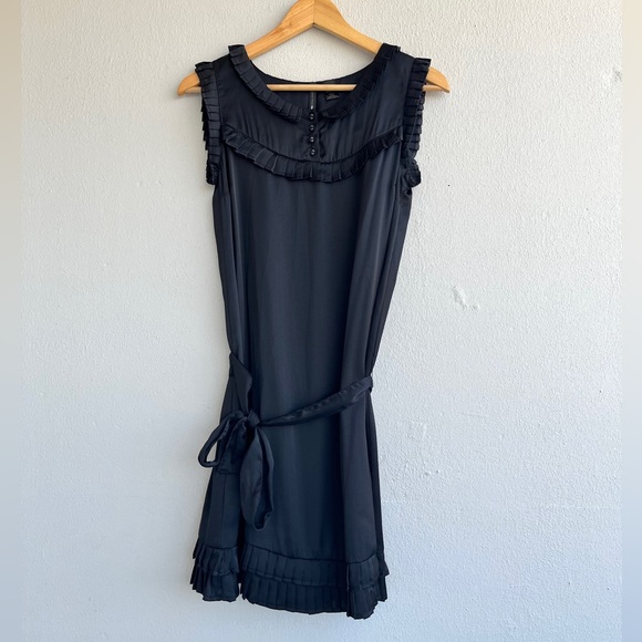 MANGO | Sleeveless Black Satin Mini Dress - Picture 1 of 16